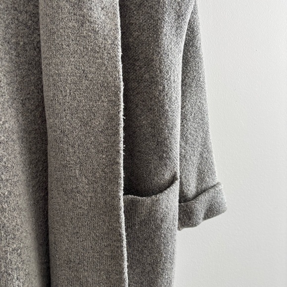 Lush Wool Gray Open Front Long Sweater Coat - Picture 6 of 15
